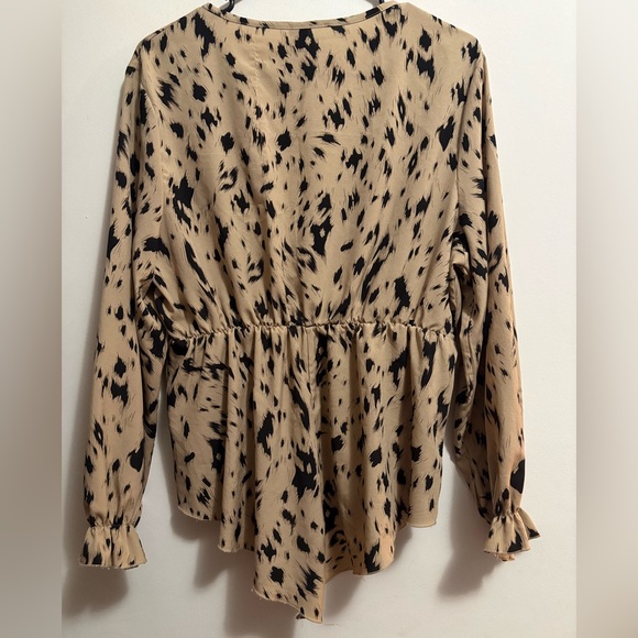 SHEIN Animal Print Wrap Blouse - Picture 2 of 3
